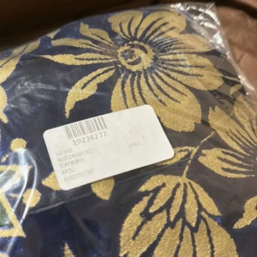 Tory Burch Thelma Floral Print Shift Dress Blue Dahlia size 6
